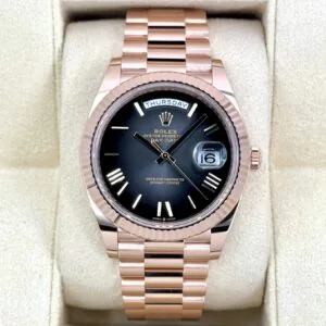 RLX Day-Date "President" 40mm Everose Gold Slate Roman Ombre "Smoke" Dial - 228235