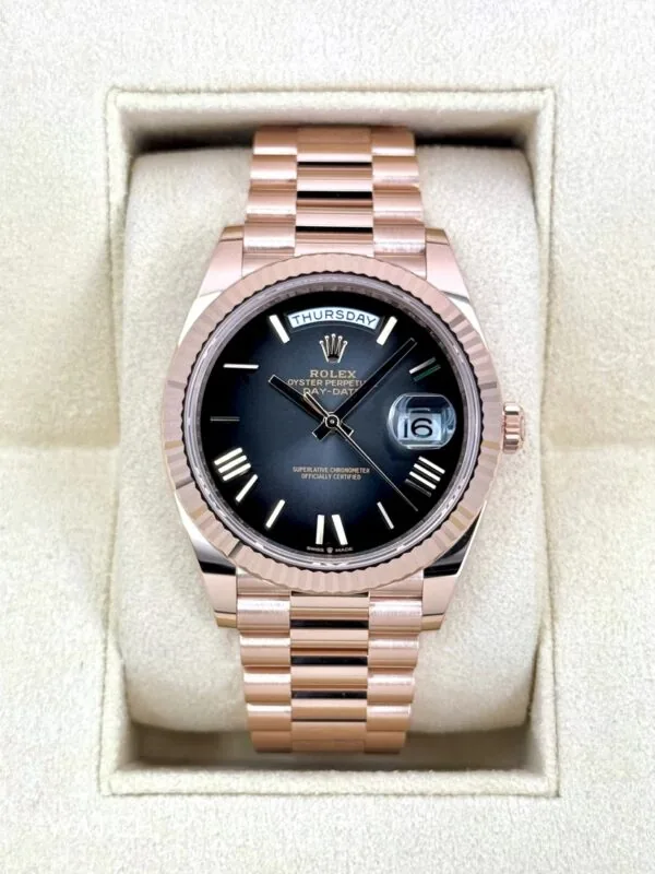 RLX Day-Date "President" 40mm Everose Gold Slate Roman Ombre "Smoke" Dial - 228235