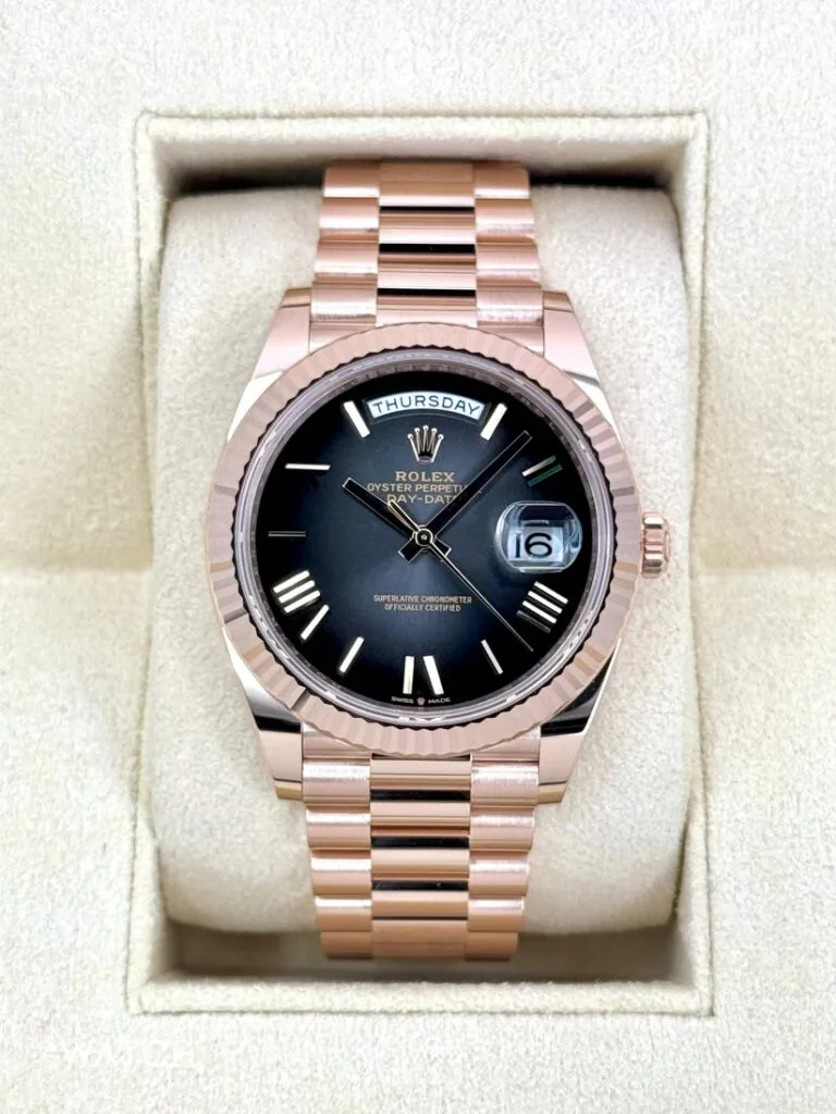 RLX Day-Date "President" 40mm Everose Gold Slate Roman Ombre "Smoke" Dial - 228235