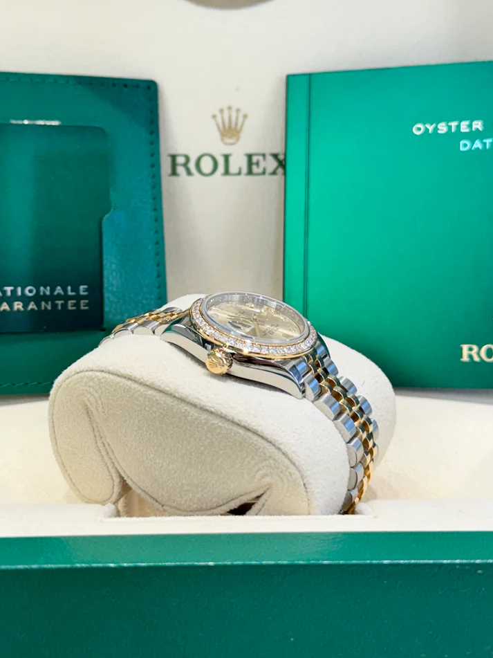 RLX Lady-Datejust 31mm 279383RBR Champagne Diamond Dial Yellow Rolesor Oyster Bracelet