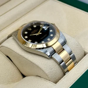 RLX Datejust 41mm 126303 Black Diamond Oyster Steel and Yellow Gold Mens Watch