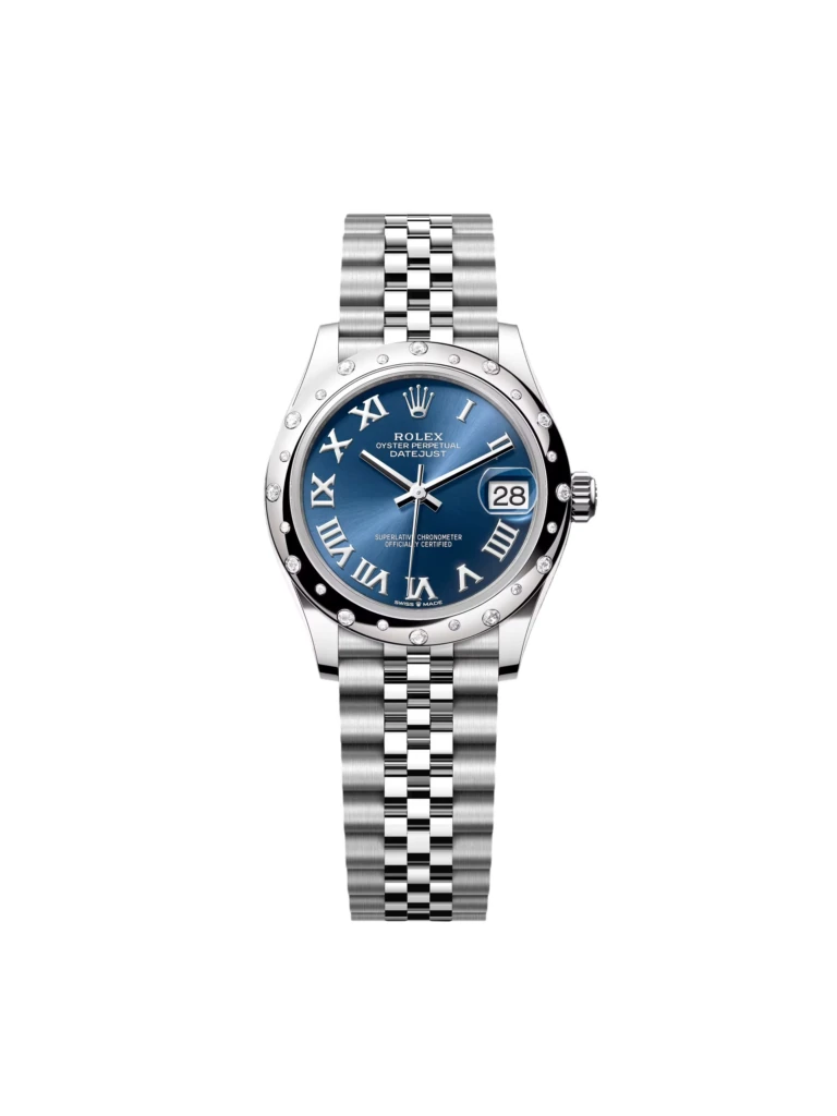 RLX Datejust m278344-0035/0036 Bright Blue Dial 31mm Domed Diamond Oyster Watch