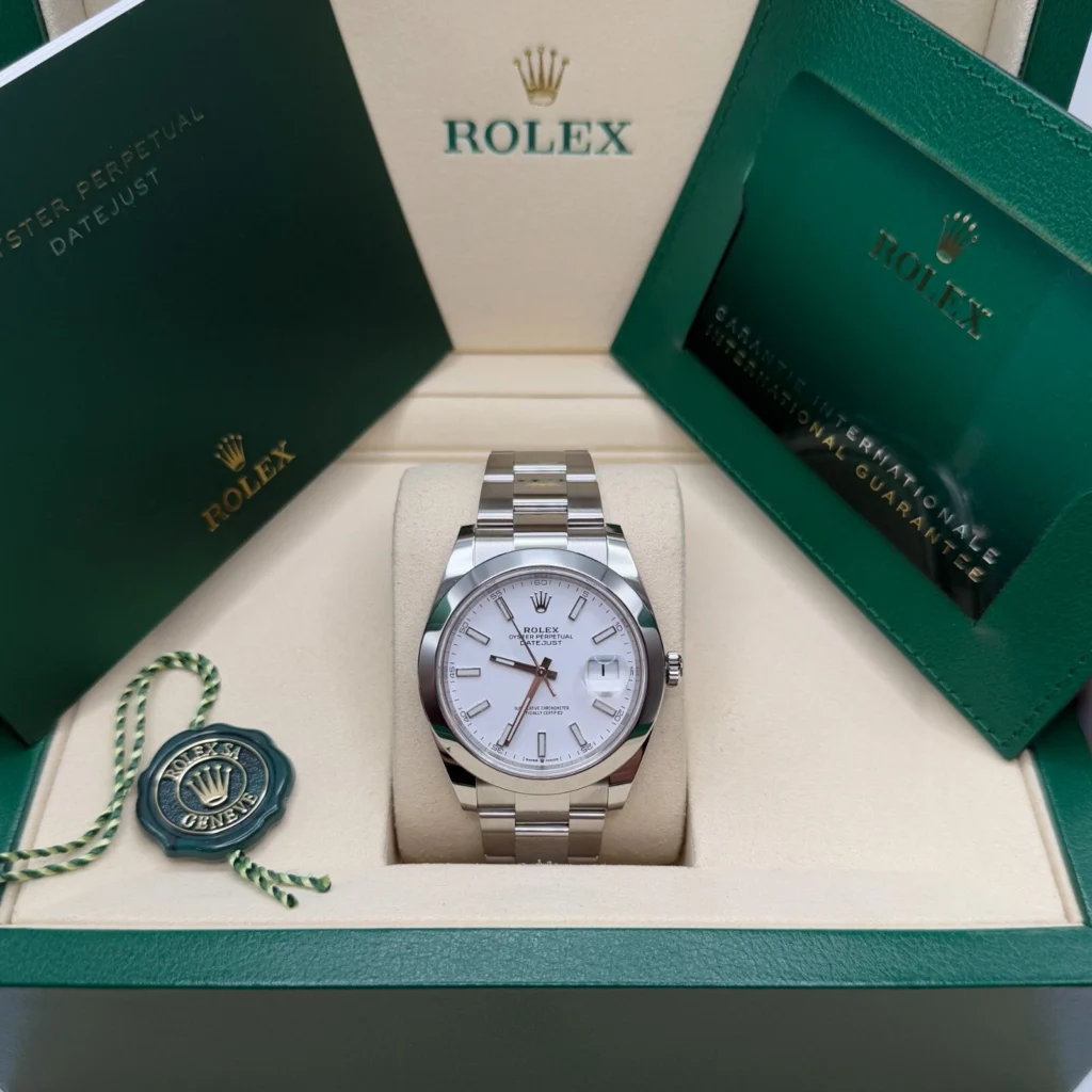 RLX Datejust 41mm 126300 White Index Oyster Stainless Steel Watch