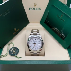 RLX Datejust 41mm 126300 White Index Oyster Stainless Steel Watch