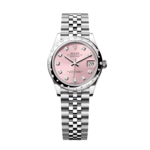 RLX Datejust m278344-0033/0034 Pink Dial 31mm Domed Diamond Oyster Watch