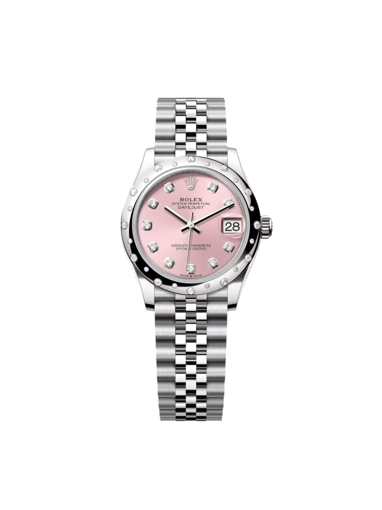 RLX Datejust m278344-0033/0034 Pink Dial 31mm Domed Diamond Oyster Watch