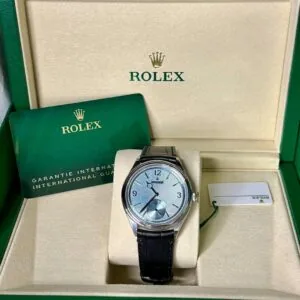 Rolex 1908 Platinum Ice Blue Dial Black Alligator Strap - 52506-0003