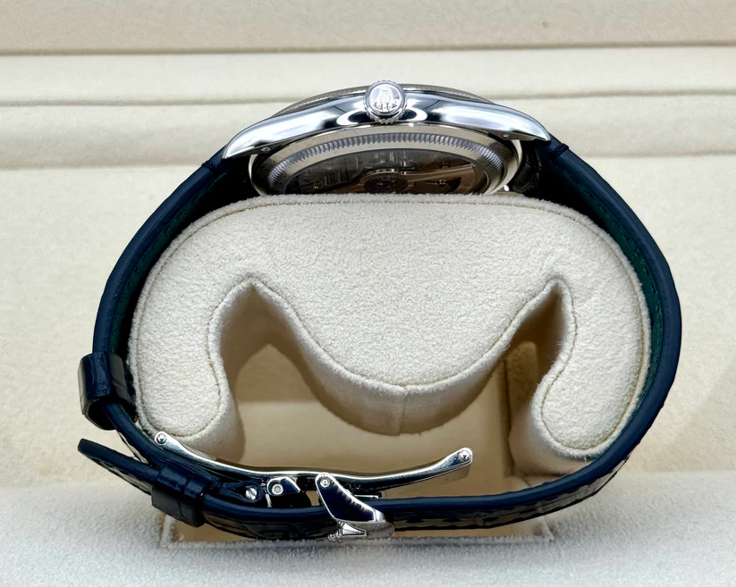 Rolex 1908 Platinum Ice Blue Dial Black Alligator Strap - 52506-0003