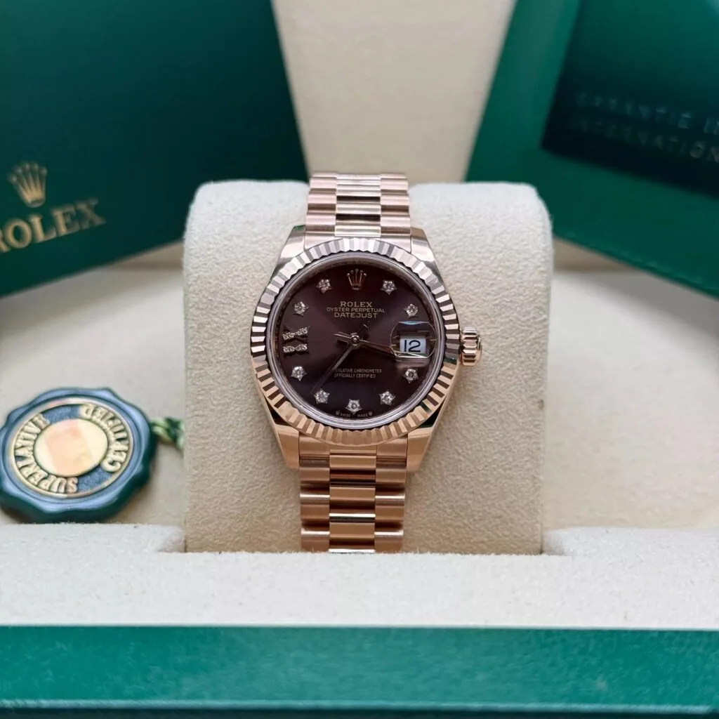 RLX Lady-Datejust 31mm 279175 Chocolate Diamond-Set Dial President Everose Gold