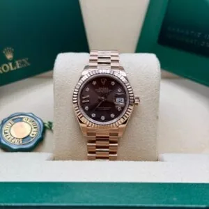 RLX Lady-Datejust 31mm 279175 Chocolate Diamond-Set Dial President Everose Gold