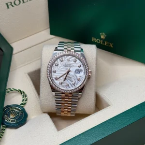 RLX Datejust 36mm 126281 Silver Palm Motif Diamond Dial Oyster Bracelet