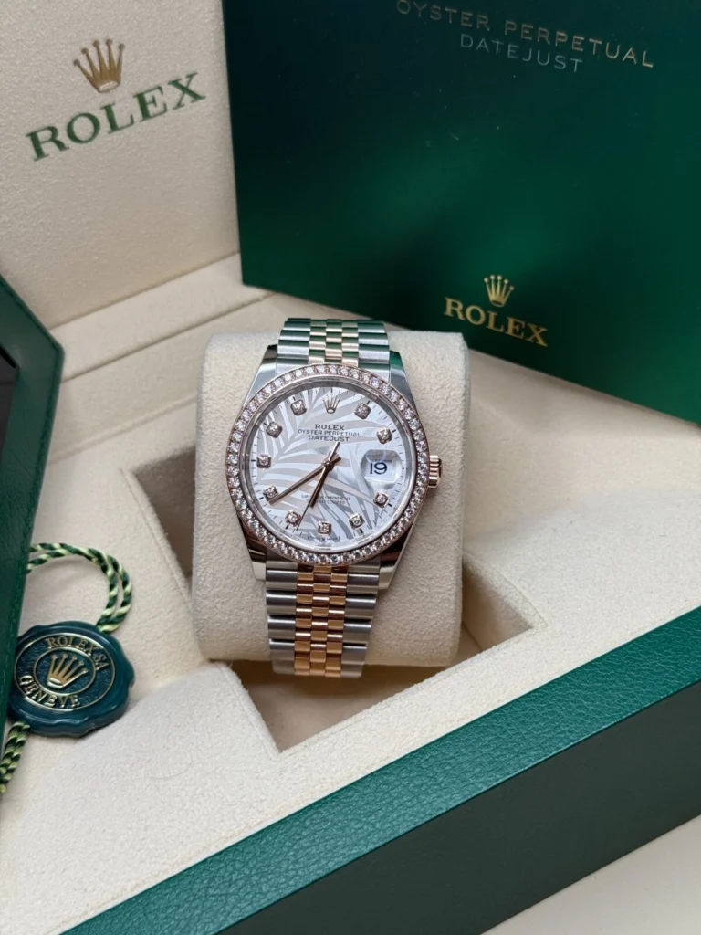RLX Datejust 36mm 126281 Silver Palm Motif Diamond Dial Oyster Bracelet