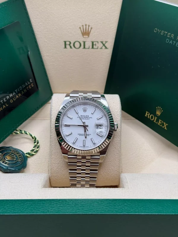 RLX Datejust 41mm White Index Oyster Stainless Steel Men’s Watch - 126334