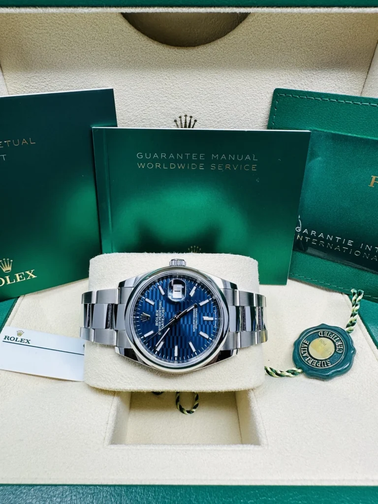 RLX Datejust 36mm 126200 Oyster Perpetual Blue Fluted Motif Dial Jubilee Stainless Steel