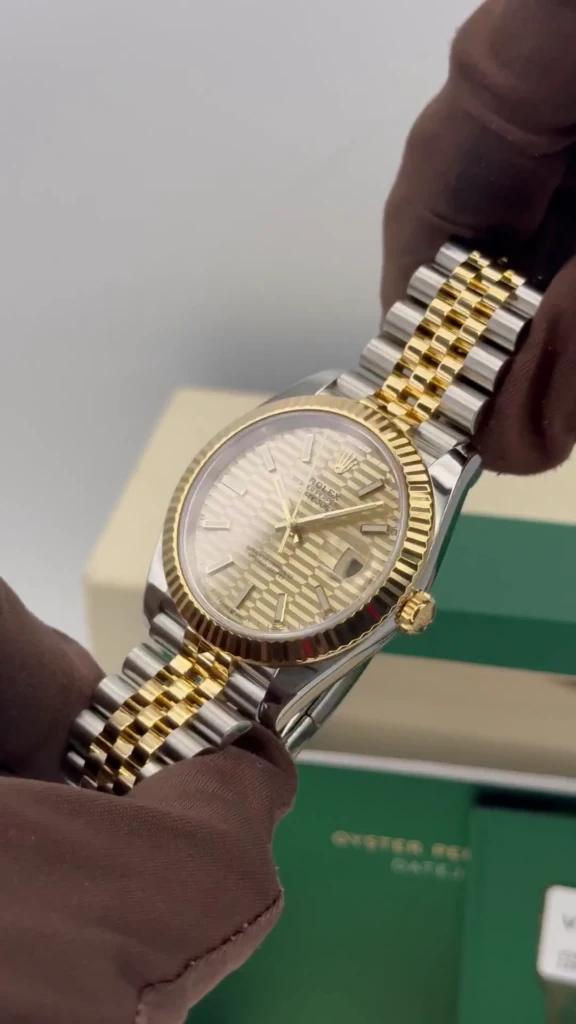 RLX Datejust 41mm Swiss Replica Watch | Two Tone Jubilee Bracele Champagne Fluted Dial Ref 126333
