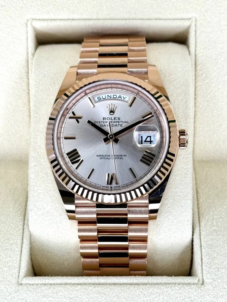 RLX Day-Date "President" 40mm Everose Gold Sundust Roman Dial - 228235