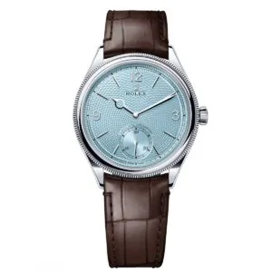 Rolex 1908 Platinum Ice Blue Dial Brown Alligator Strap - 52506-0002