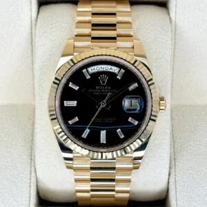 RLX Yellow Gold President Day Date 40mm Onyx Diamond Dial - 228238