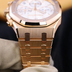 A&P ROYAL OAK Pink Gold Silver-Toned Dial CHRONOGRAPH 41mm