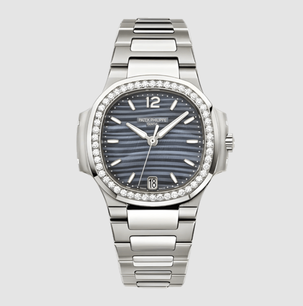 Patek Philippe Nautilus Blue Tinted Mother Of Pearl Dial Automatic Ladies Diamond Watch 7018/1A-010