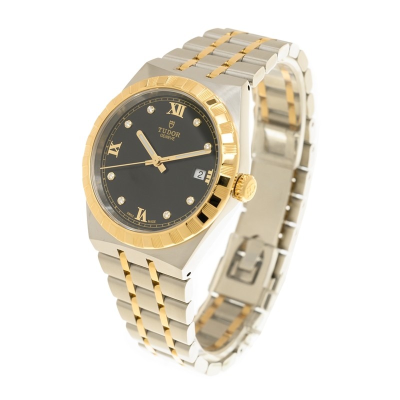 【7A Quality】TUDOR Royal 38mm Two-Tone Black Diamond Dial Automatic Bracelet Watch M28503-0004