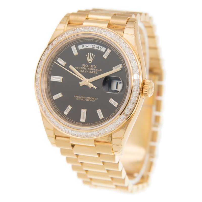 RLX Day-Date 40mm 228398TBR-0001 Bright Black Dial President Watch