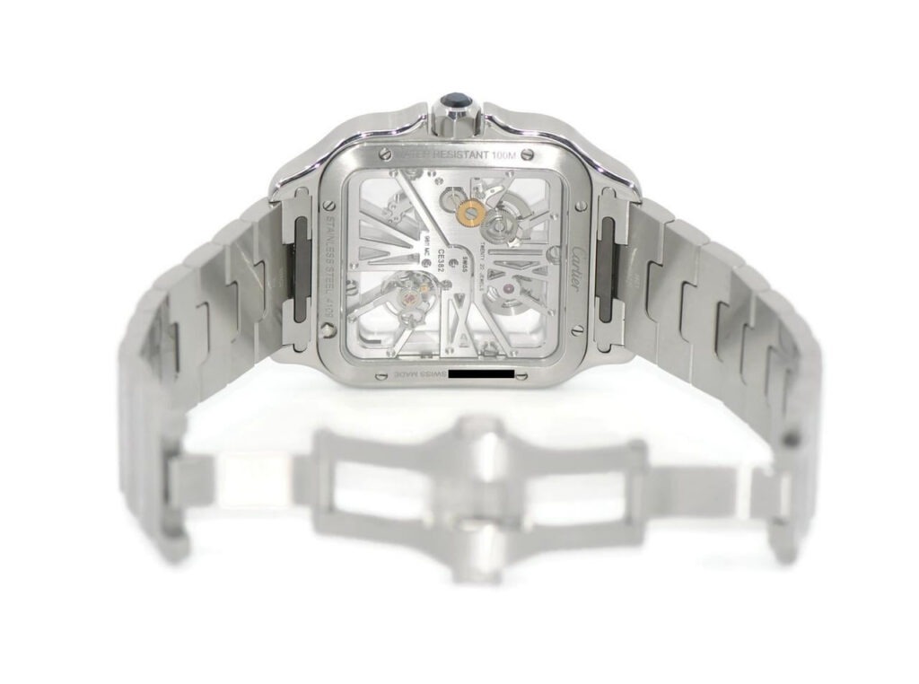Cartier Santos Large Model Blue Skeleton Watch W2SA0009 - United Luxury