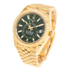 RLX Sky-Dweller 42mm 336938-0007/0008 Yellow Gold Bright Green Dial Jubilee
