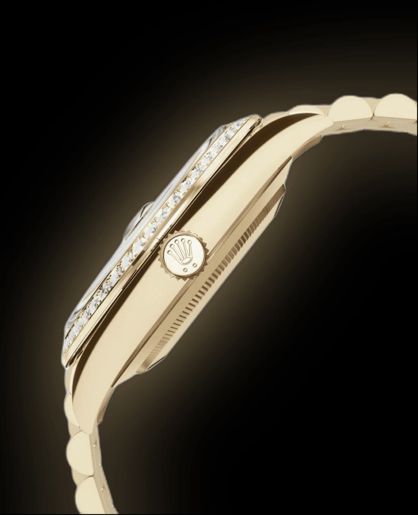 RLX Day-Date 40mm Champaign Dial and Diamond Bezel Yellow Gold President Bracelet 228348RBR-0008