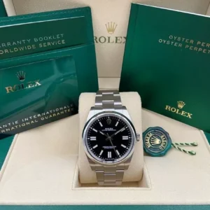 RLX Oyster-Perpetual 41mm 124300-0002 Stainless Steel Black Index Dial Watch