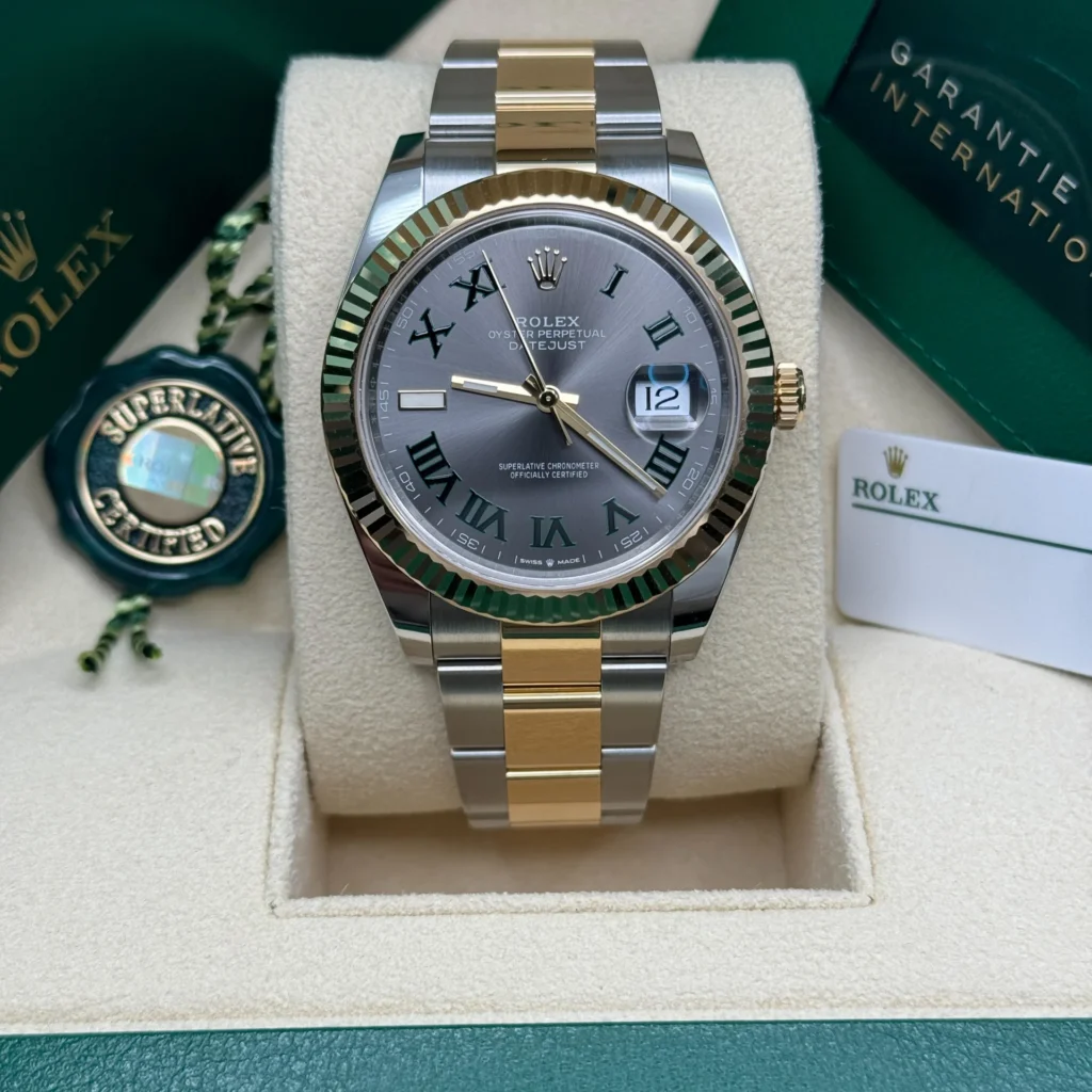 RLX Datejust 41mm 126333 Two-Tone Yellow Gold Fluted Bezel "Wimbledon" Dial Oyster