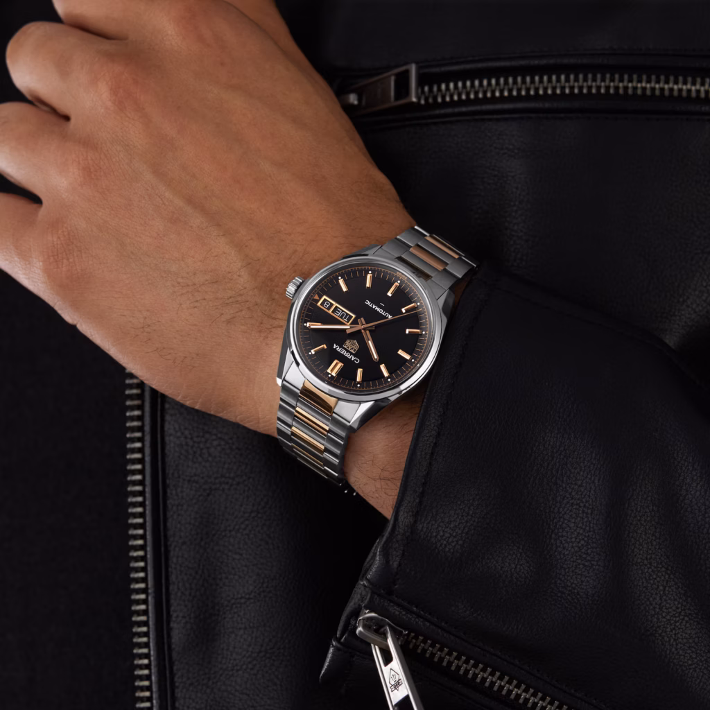 TAG Heuer Carrera Day-Date 41mm Mens Watch Black Rose Gold WDA2111.BD0001