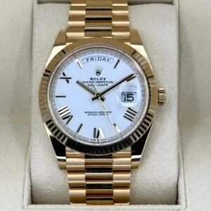 RLX Day-Date "President" 40mm Yellow Gold White Roman Dial - 228238