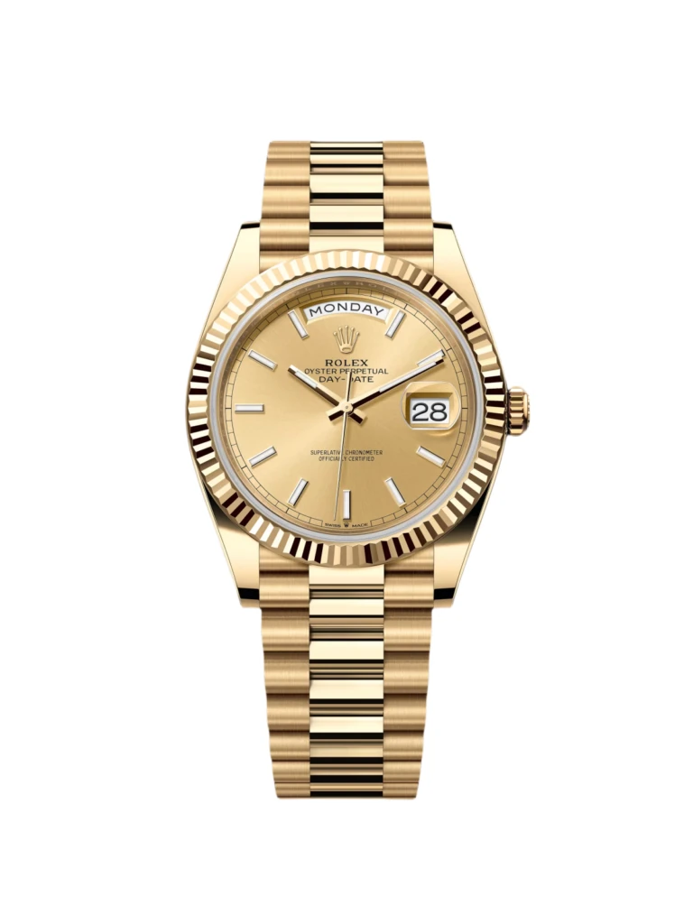 RLX Day-Date "President" 40mm Yellow Gold Champagne Index Dial - 228238
