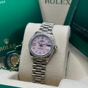 RLX Lady-Datejust 31mm 279139RBR Pink Opal Diamond Dial and Diamond Bezel White Gold Bracelet