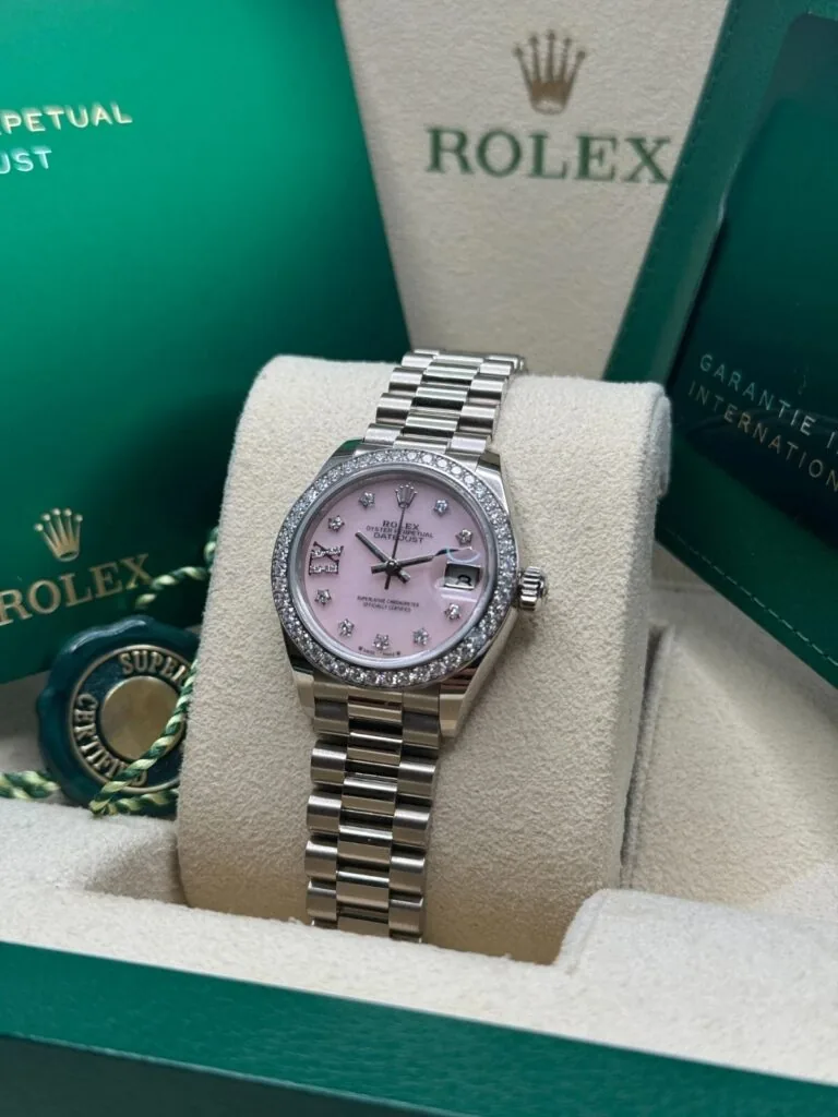 RLX Lady-Datejust 31mm 279139RBR Pink Opal Diamond Dial and Diamond Bezel White Gold Bracelet
