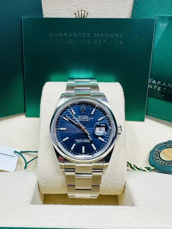 RLX Datejust 36mm 126200 Oyster Perpetual Blue Fluted Motif Dial Jubilee Stainless Steel