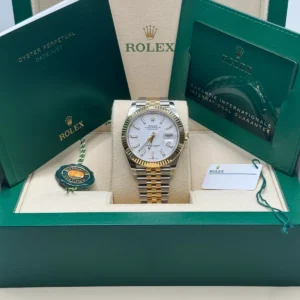 RLX Datejust 41mm 126333 White Index Oyster Steel and Yellow Gold Mens Watch