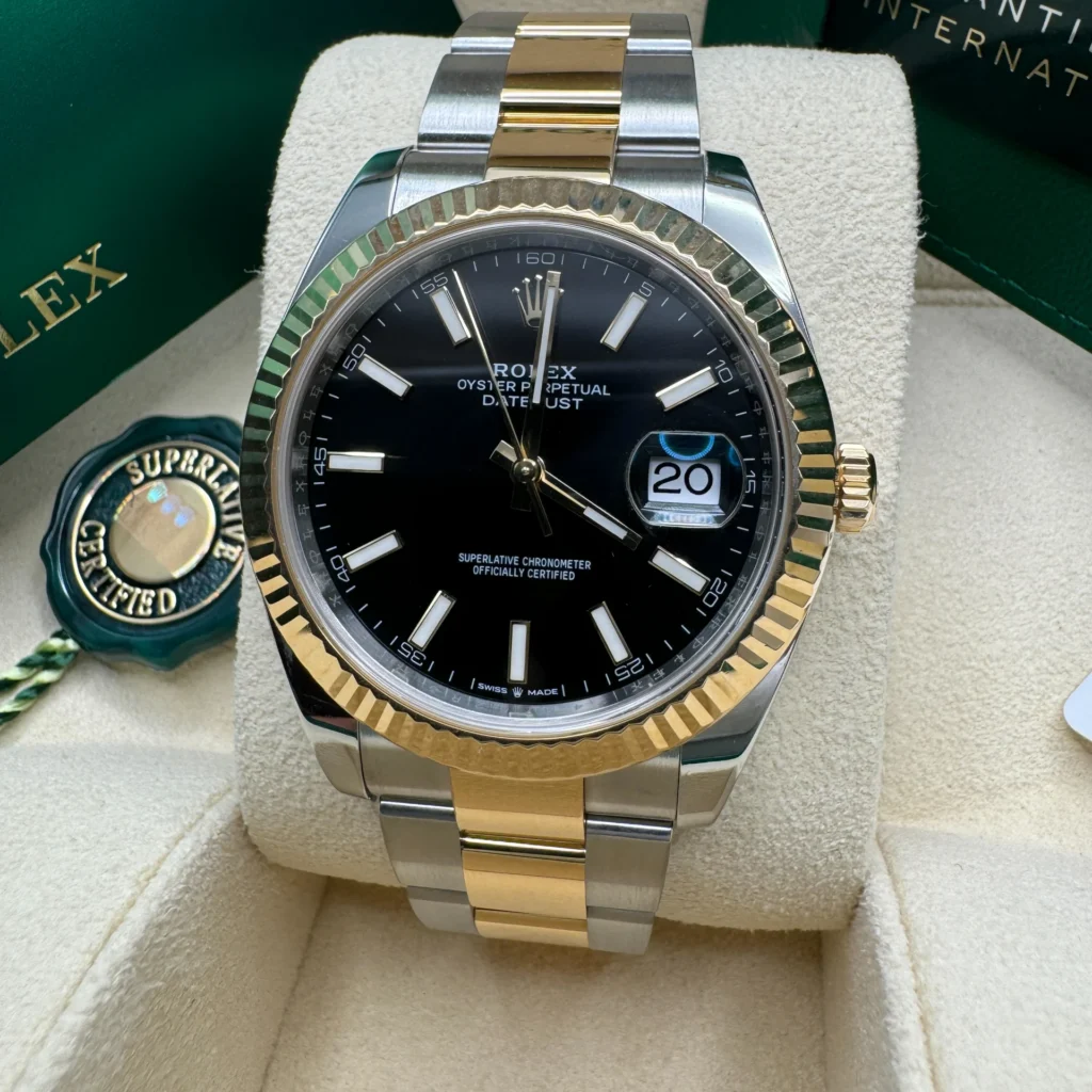 RLX Datejust 41mm Two-Tone Yellow Gold Fluted Bezel Black Index Dial Jubilee - 126333