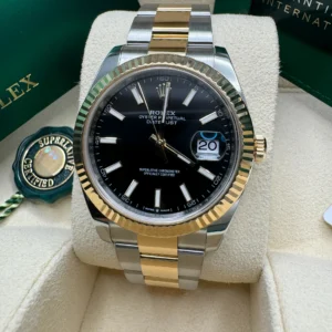 RLX Datejust 41mm Two-Tone Yellow Gold Fluted Bezel Black Index Dial Jubilee - 126333
