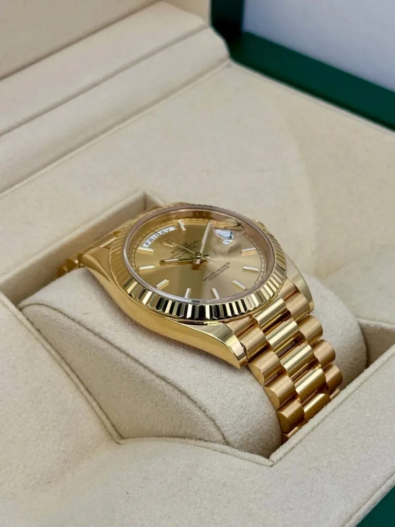 RLX Day-Date "President" 40mm Yellow Gold Champagne Index Dial - 228238