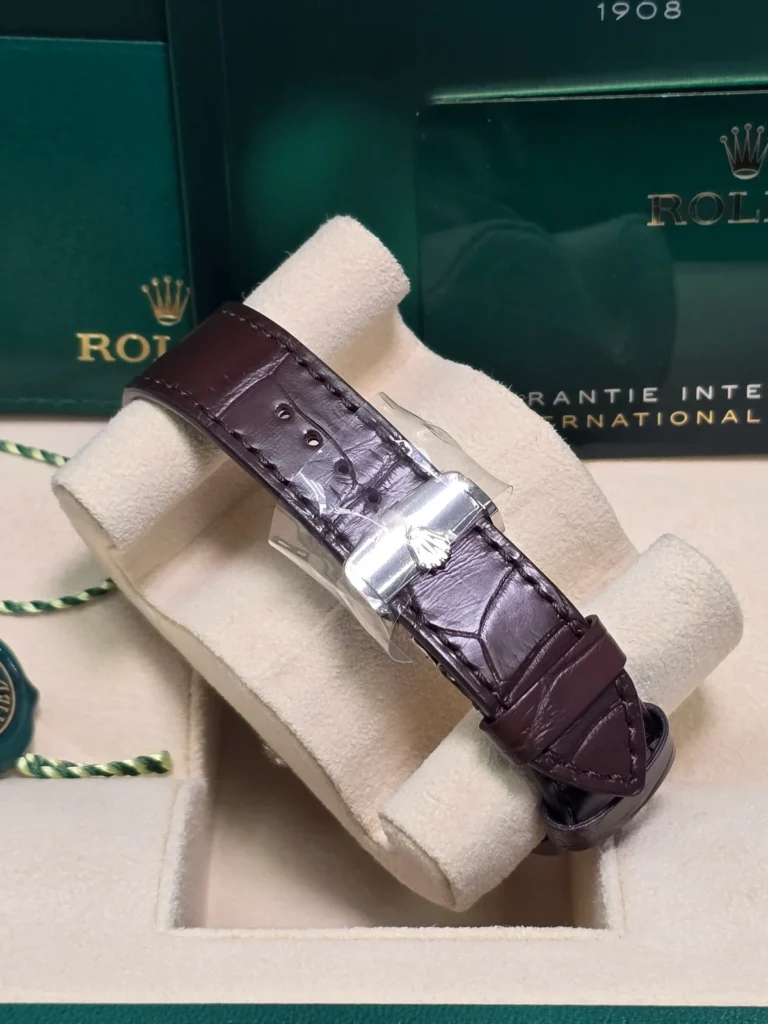 Rolex 1908 White Gold White Dial Brown Alligator Strap - 52509-0006