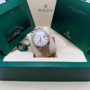 RLX Datejust 36mm 126281 Silver Palm Motif Diamond Dial Oyster Bracelet