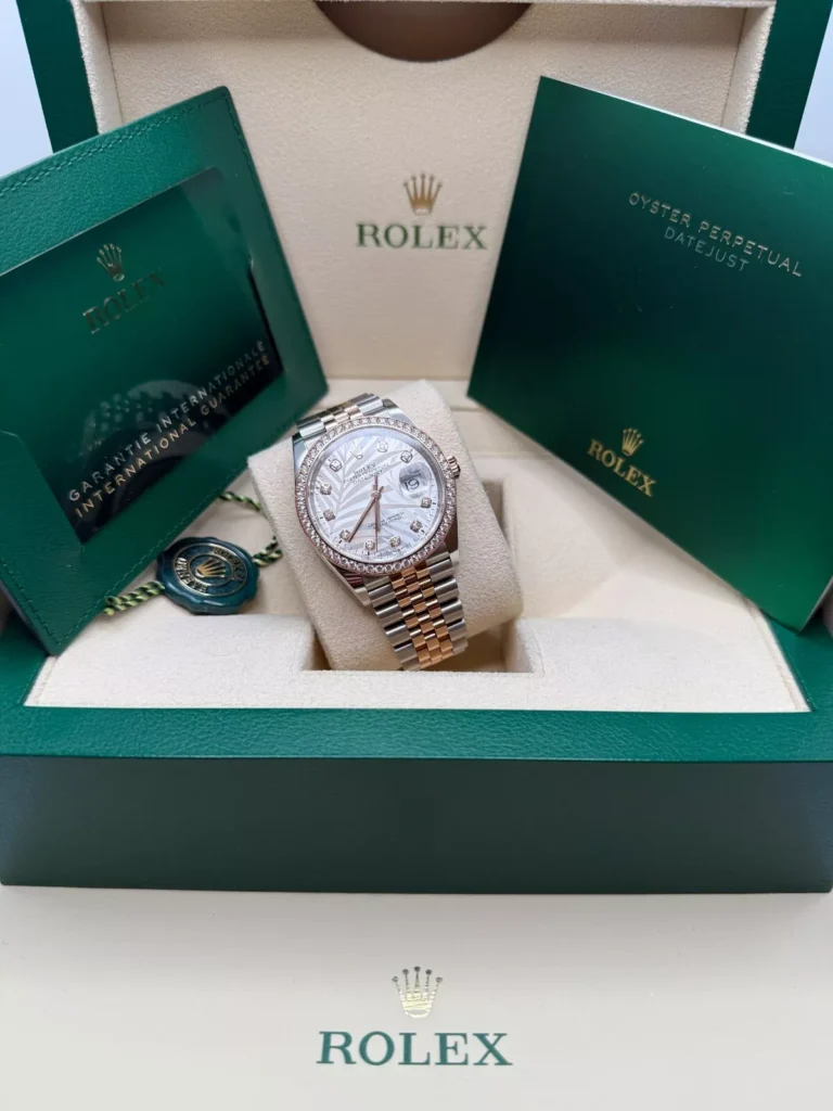 RLX Datejust 36mm 126281 Silver Palm Motif Diamond Dial Oyster Bracelet