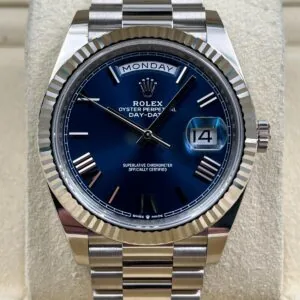 RLX Day-Date "President" 40mm White Gold Blue Roman Dial - 228239