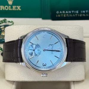 Rolex 1908 Platinum Ice Blue Dial Brown Alligator Strap - 52506-0002
