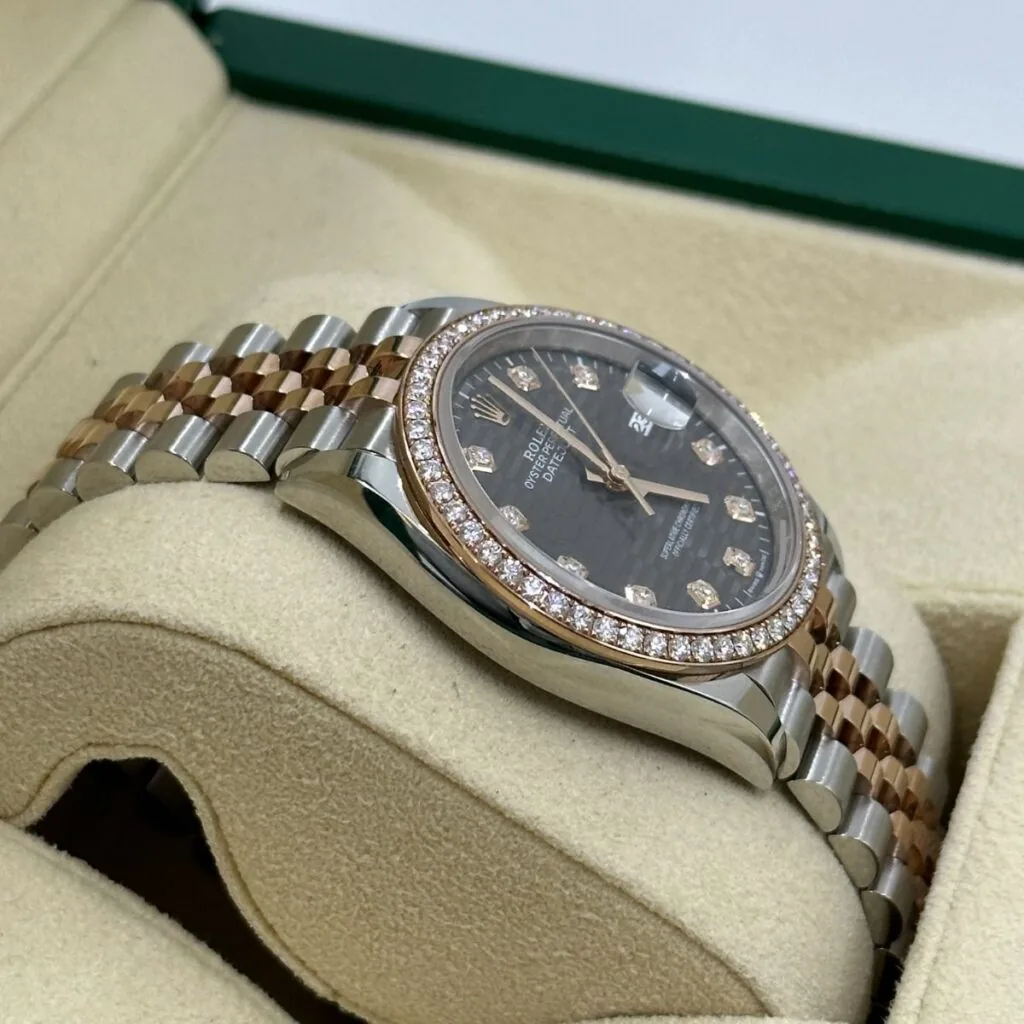 RLX Datejust 36mm 126281 Slate Fluted Motif Diamond Dial Diamond Bezel and Oyster Bracelet