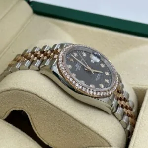 RLX Datejust 36mm 126281 Slate Fluted Motif Diamond Dial Diamond Bezel and Oyster Bracelet
