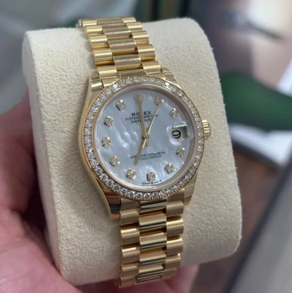 RLX Datejust m278288RBR-0006 White Mother-of-Pearl 31mm Dial President Bracelet Watch