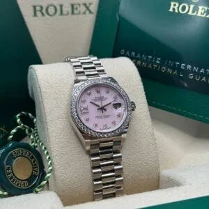 RLX Lady-Datejust 31mm 279139RBR Pink Opal Diamond Dial and Diamond Bezel White Gold Bracelet